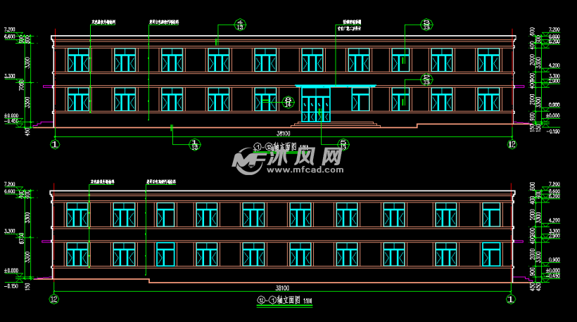 两层砖混结构宿舍楼建筑设计施工图