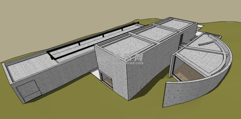 安藤忠雄作品之小筱宅建筑su模型