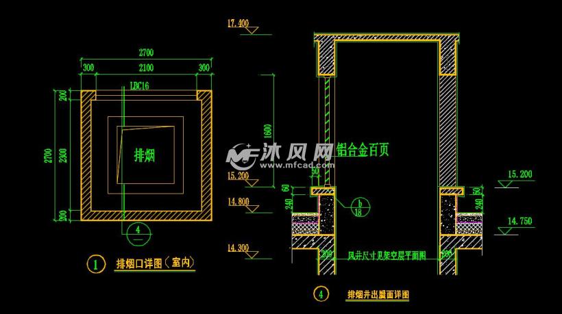 cad图纸 建筑图纸 详图,图库 其他详图∕图库图纸 屋面排烟口,风井
