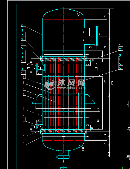 dn1400醚塔再沸器换热段总图及零件图