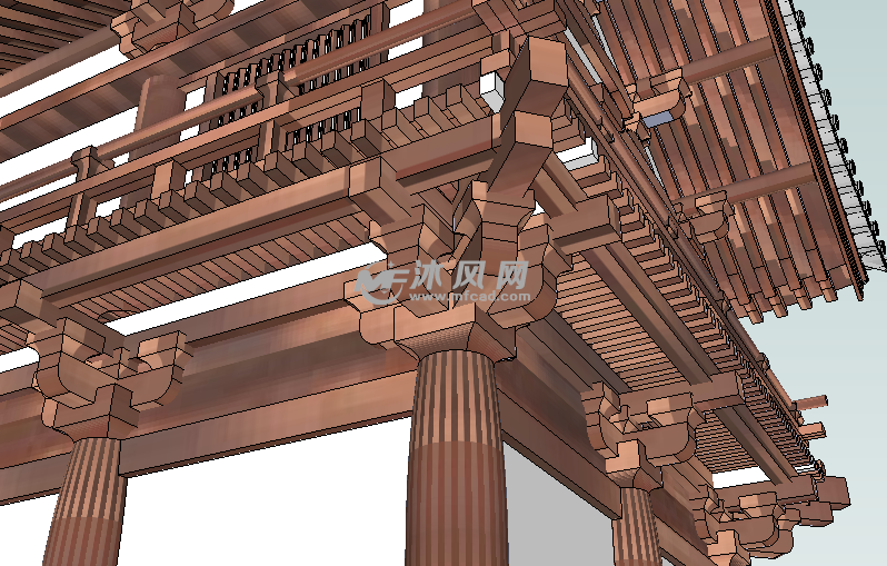 小型二层古建筑 - sketchup中国古代建筑模型下载