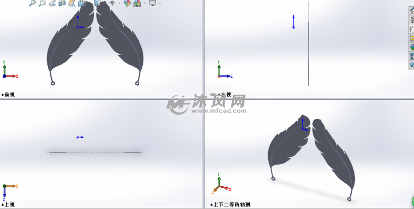 羽毛耳环模型建模三视图