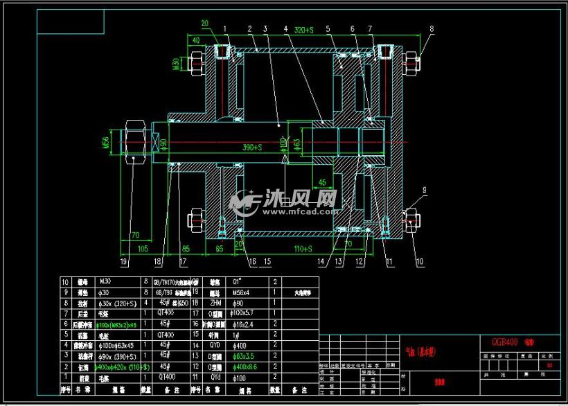 qgb400气缸图纸