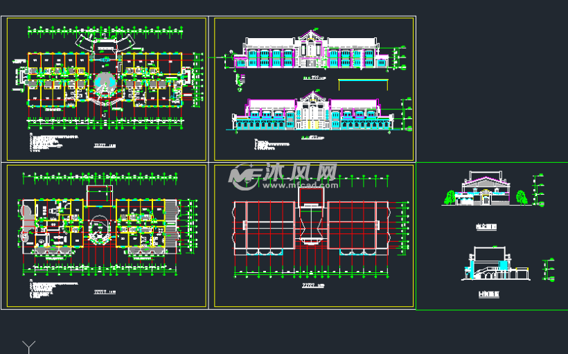 经典两层坡屋顶办公楼建筑方案图