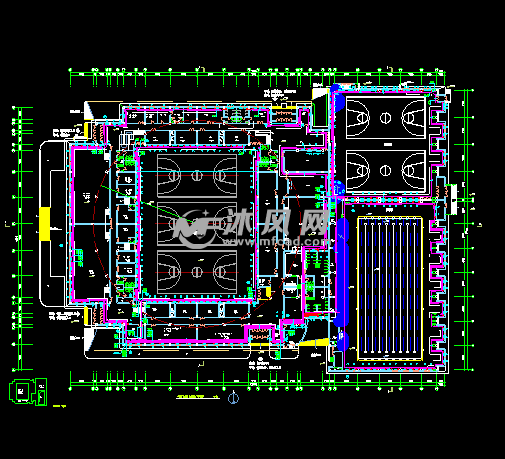沈阳航空学院体育馆 - cad体育馆建筑图纸下载