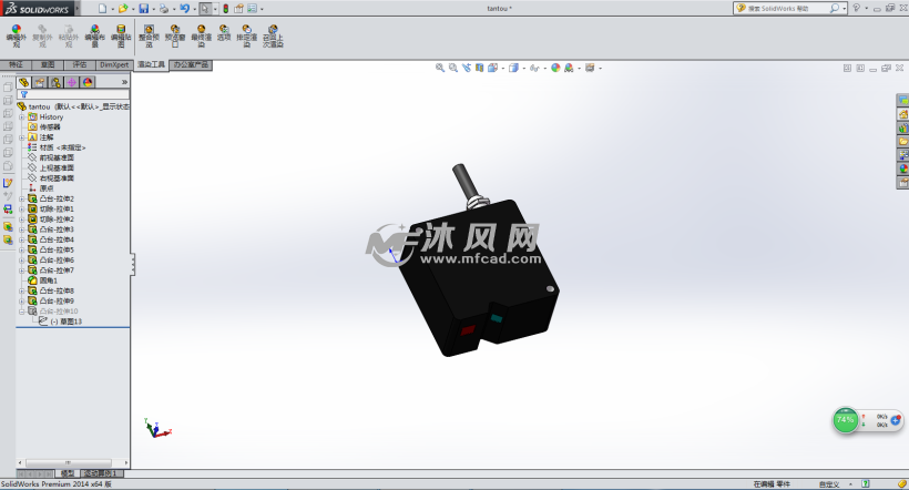 激光测厚传感器探头模型 - solidworks电气设备