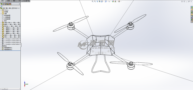 简易多旋翼无人机 - solidworks玩具公仔类模型下载