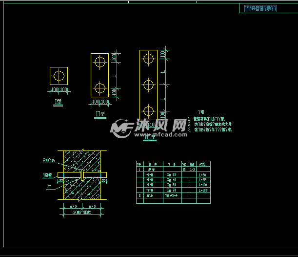 防爆电缆井及人防墙密闭管示意图