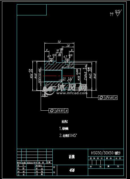 hsg50x30x50前法兰油缸 - autocad液压与气动图纸下载