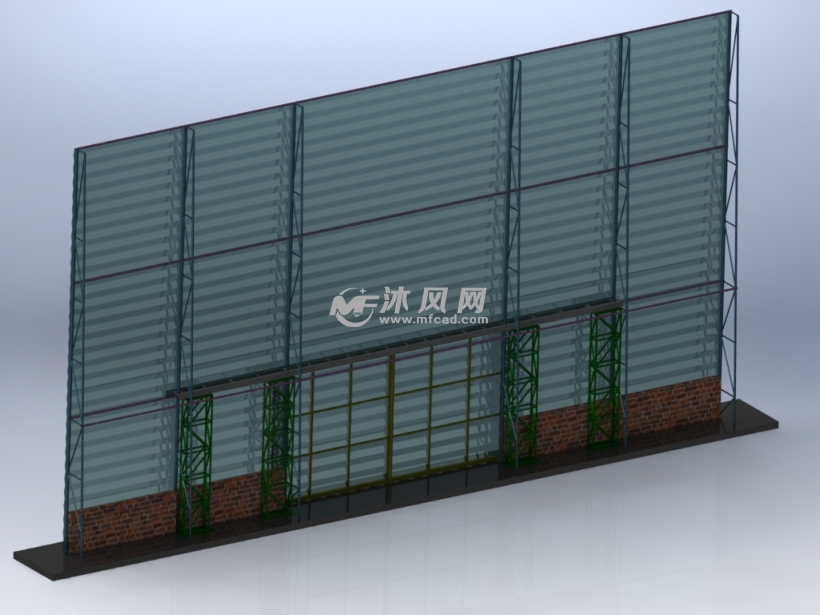 电动型工业平移门 - solidworks底座支架类模型