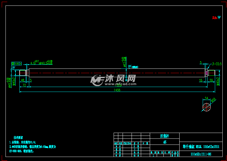 hsgl双作用单活塞杆液压缸装配及零件图