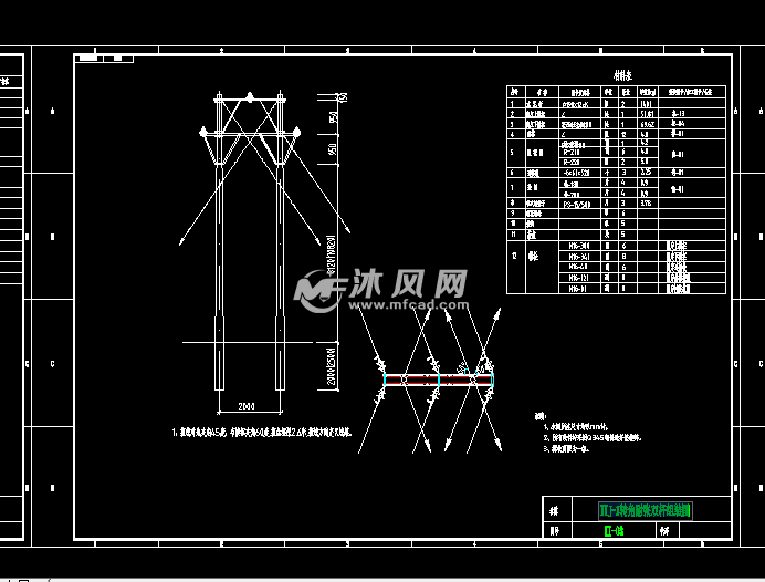 配电线路常用杆型金具双门杆组装图