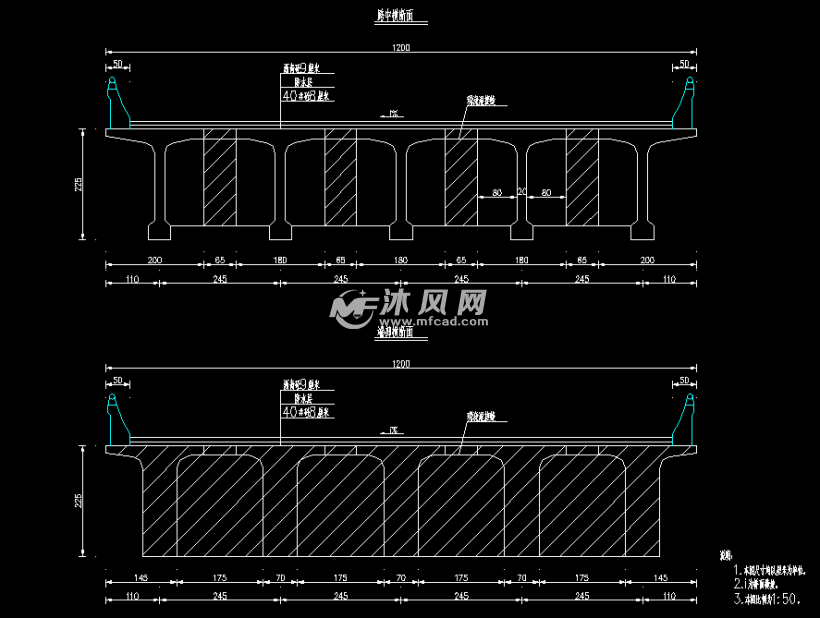 直线桥35米预应力连续t梁通用图30张 - autocad路桥隧区图纸 - 沐风