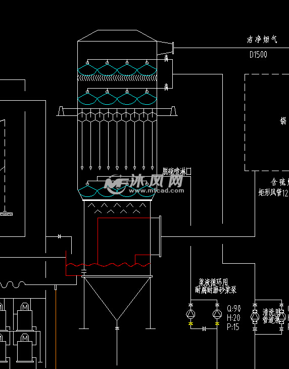 湿式静电除尘器工艺流程详图 - 废气处理图纸 - 沐风