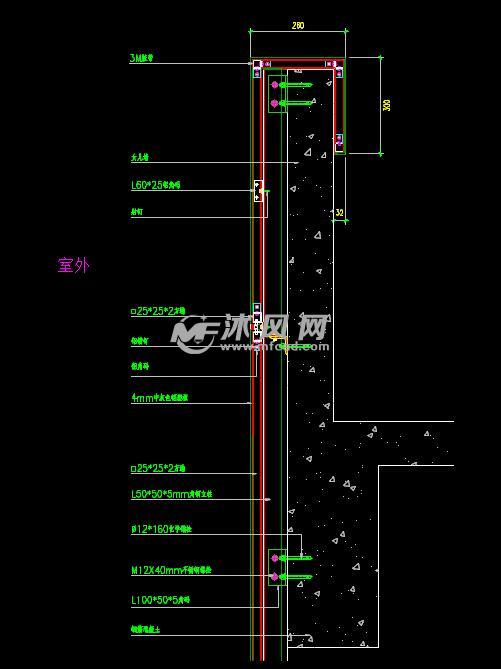 半隐形玻璃幕墙施工图集 - cad幕墙节点施工图纸下载