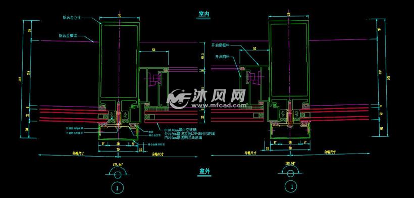 半隐形玻璃幕墙施工图集 - cad幕墙节点施工图