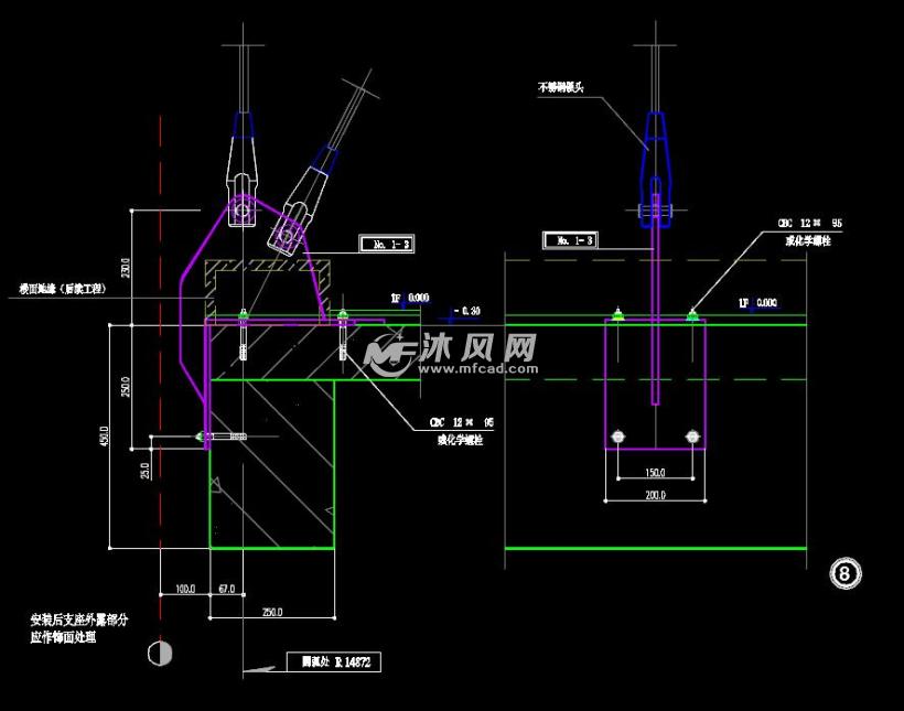 吊杆下锚座节点详图