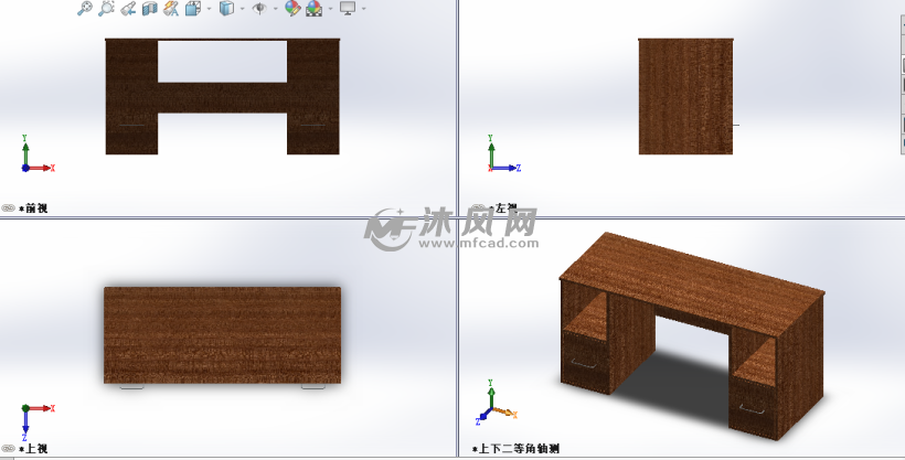 电脑桌模型建模三视图