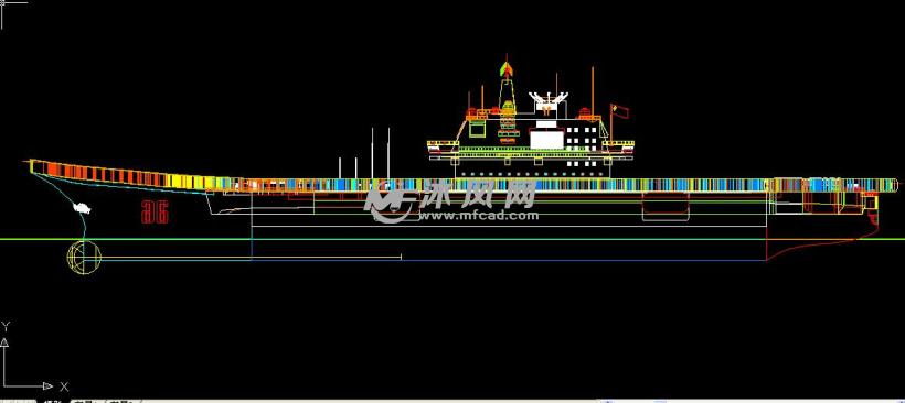 cad绘制辽宁舰航母 - autocad船舶机械图纸下载