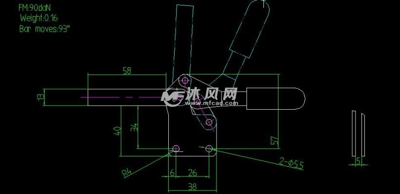 张度93°水平夹具图纸 - AutoCAD工装图纸下