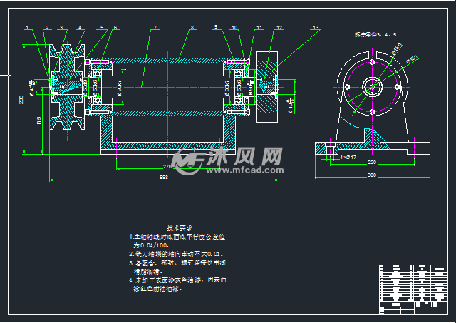 铣头刀装配图 - 其他autocad机械图纸 - 沐风图纸