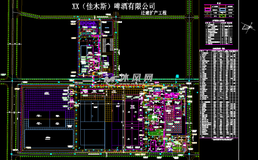 某啤酒厂总平面布置图 - autocad厂区规划图纸 - 沐风