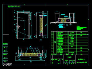 钢木质隔热防火门装配图 - cad大门结构图纸下