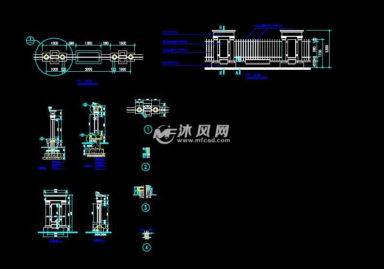 多款围墙护栏景墙施工图集