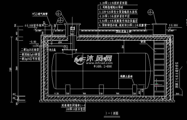 5吨地下储油罐油库结构施工图