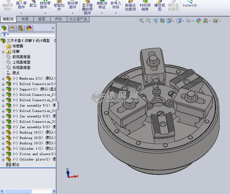 三爪卡盘详解设计模型