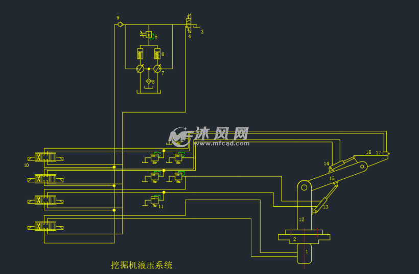 挖掘机液压cad系统图