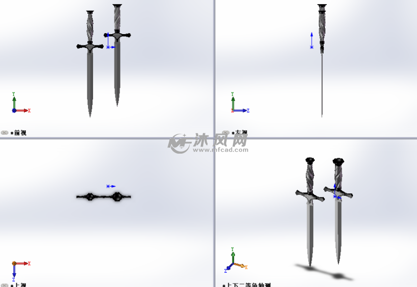 雌雄剑一对模型设计