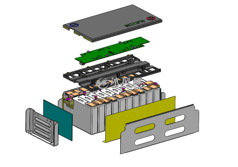 新能源动力电池模组 - solidworks交通工具模型