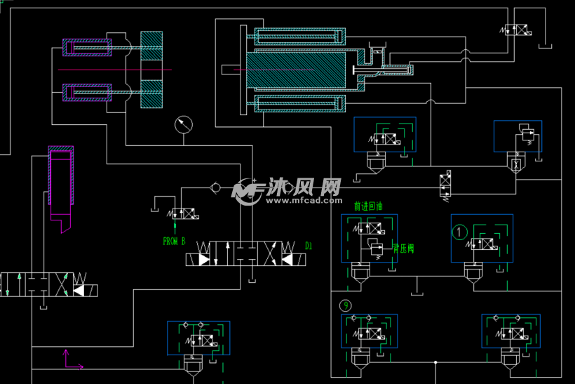 1000T铝型材压机液压原理图 - AutoCAD液压与