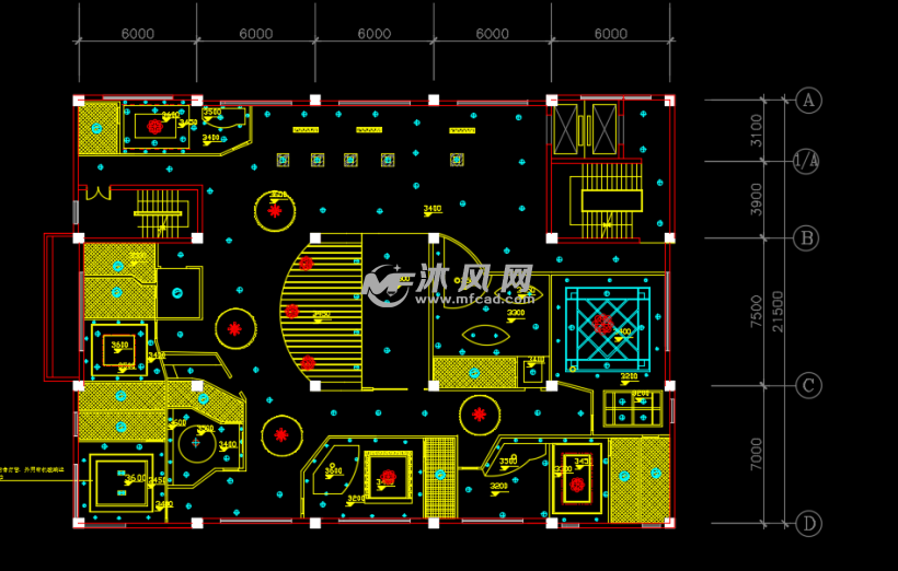 二层现代型酒吧室内装修设计施工图 - cad宾馆酒店及其他公建装修图纸