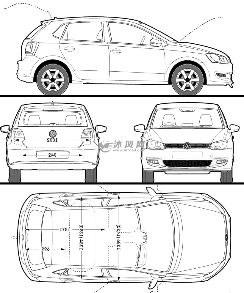 大众polo电动车catia模型