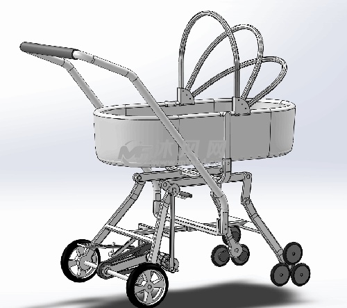 自动摇动婴儿车模型 - solidworks生活用品类模