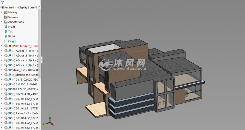 现代别墅设计模型 - solidworks园林建筑模型下载