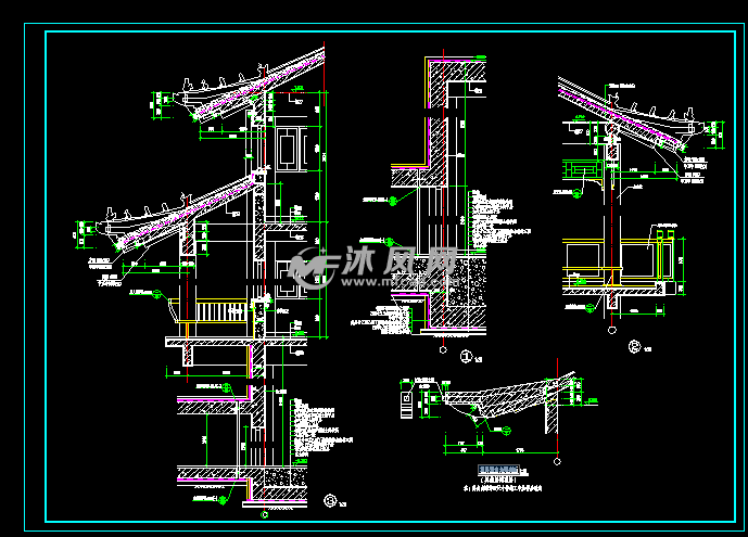 古建筑节点构造详图 - autocad景观及古建节点大样图下载 - 沐风图纸