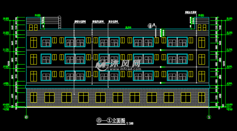 厂区四层宿舍楼建筑设计图 - autocad住宅建筑平面