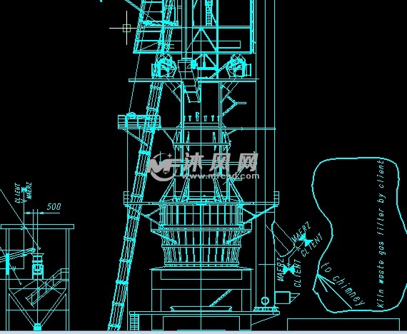 原创500 t/d石灰竖窑cad工艺图(麦尔兹立窑)