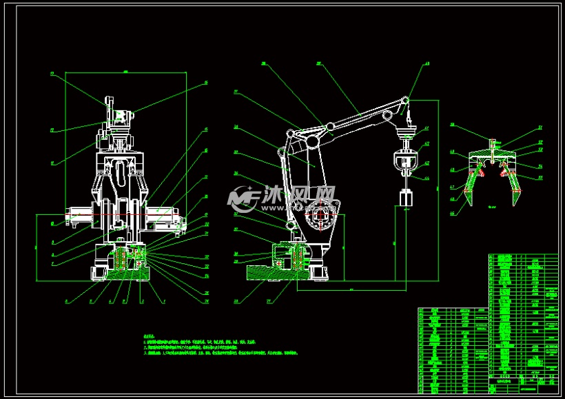 码垛机器人机械手设计CAD图纸