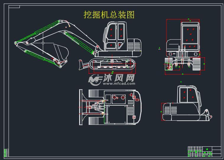 小型挖掘机主要零部件图 - autocad普通工程机械图纸