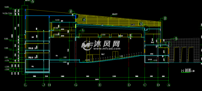 椭圆形剧场式报告厅建筑图