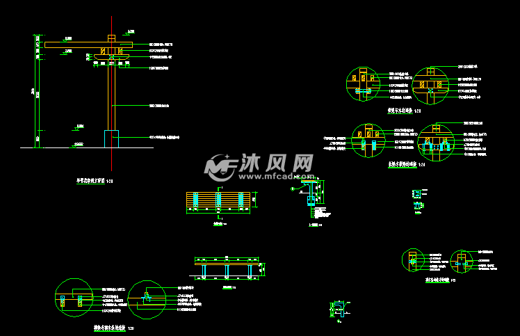 某带坐凳单臂防腐木廊架施工图