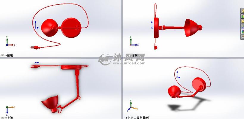 精美台灯模型三视图