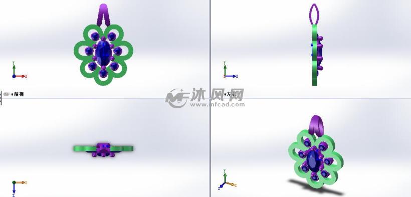 项链吊坠模型三视图