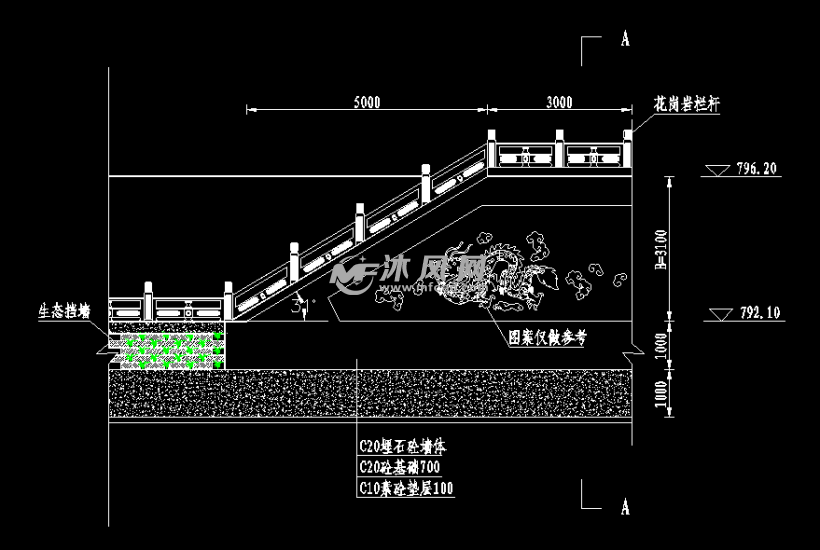 下堤台阶正视图