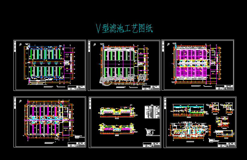 10w吨v型滤池工艺图纸