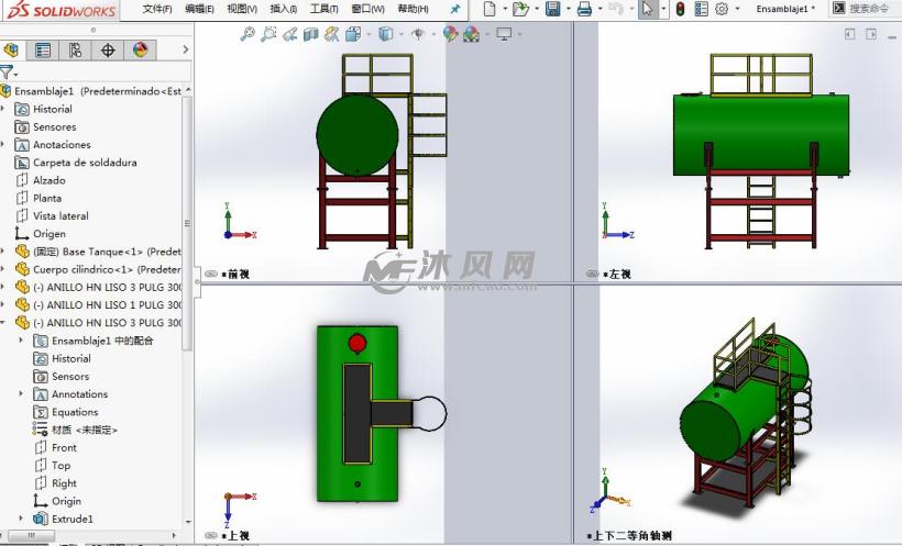 油罐容器模型设计三视图